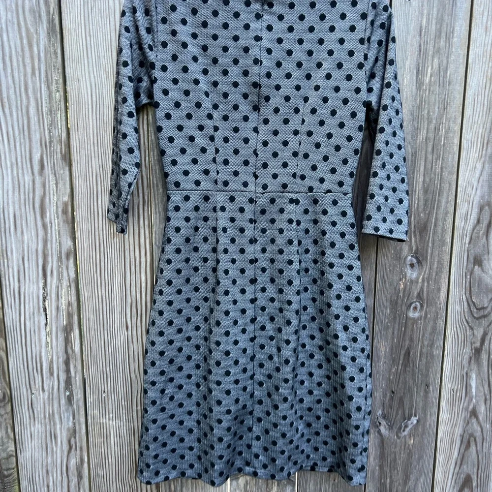 TALBOTS Black and Gray Polka Dot Dress Women’s Small Petite